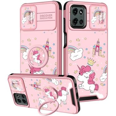 Imagem de Goocrux Capa para Moto G 5G 2025 - Capa de telefone feminina fofa desenho feminino bonito kawaii moda exclusivo design estético capa de câmera deslizante com suporte de anel capas para Motorola G 5G