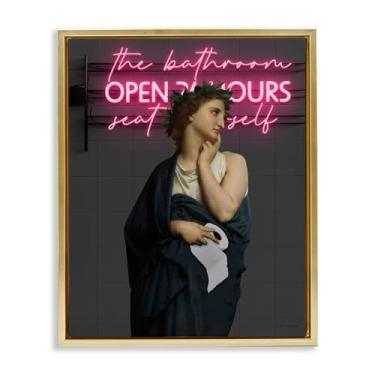 Imagem de Stupell Industries Arte de parede em tela flutuante emoldurada dourada clássica Lady at Bathroom da Seven Trees Design, 53 x 43 cm