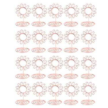 Imagem de Wire Table Picture Photo Holder Banhado a Ouro Girassol Espiral Base Clipe Firme Cartões Sticky Notes Table Number Stand para Casamento Aniversário Festa Escritório Mesa Decoração (Rose Gold)