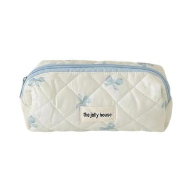 Imagem de Bolsa De Maquiagem Feminina Grande Capacidade Com Estampa De Laço, Est