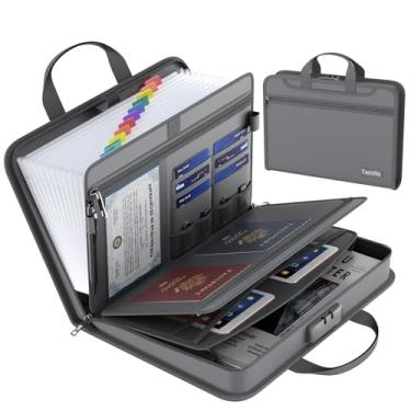 Imagem de Organizador de arquivos sanfonado à prova de fogo com fechadura, organizador de documentos espesso, 13 bolsos com zíper e etiquetas, organizador de documentos importante, pasta de arquivos expansível