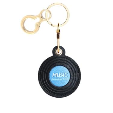 Imagem de Capa de couro compatível com AirTag, linda capa protetora com chaveiro, rastreador GPS antiarranhões para chaves, bolsa, animais de estimação, mochila (azul CD)