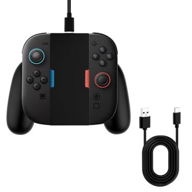 Imagem de Mcbazel 2-in-1 Joycon Charging Grip for NS Switch 2, Magnetic Joycon Charging Grip, Switch 2 Joycon Grip with USB-C Charge Cable (Black)