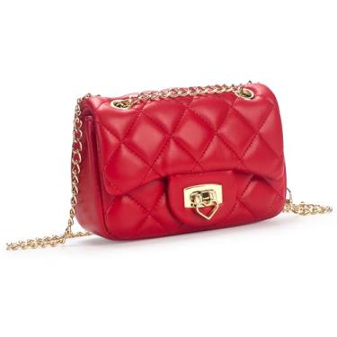 Imagem de LJCTULY Bolsas para meninas, bolsa tiracolo infantil com alça de corrente destacável, bolsa infantil com cadeado de coração para meninas (vermelha)