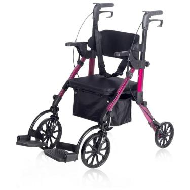 Imagem de Andador 2 em 1 para Adultos e Idosos de até 136 kg Dobrável com Encosto Reversível, ELENKER, Vermelho