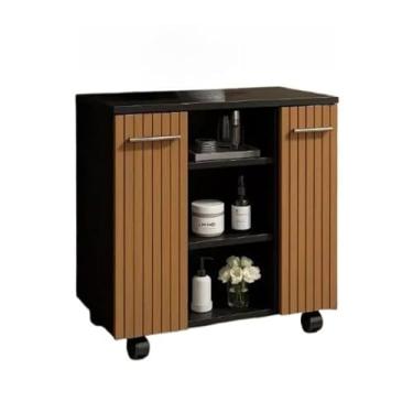 Imagem de Gabinete Elegante para Banheiro: A Solução Perfeita para Lavatórios de Coluna (PRETO/RIPADO)