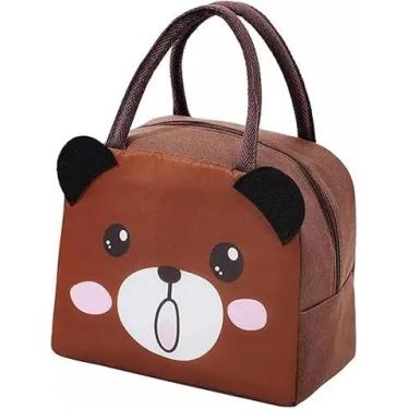 Imagem de Lancheira Térmica Infantil 3D, Bolsa Escolar com Estampas de Animais, Marmita para Meninos e Meninas (URSO)