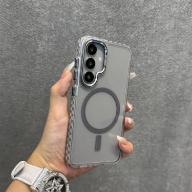 Imagem de Capa magnética transparente para celular Samsung Galaxy S23 S22 Ultra S25 S24 Plus com borda fina colorida e capa para câmera (para Galaxy S23 Ultra/cinza escuro)