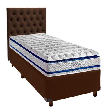 Imagem de Kit Cabeceira + Cama Box + Colchão Solteiro Molas Ensacadas Blue Paropas