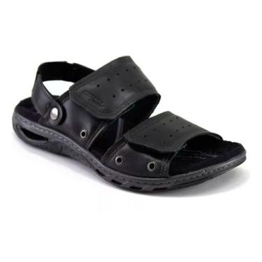 Imagem de Sandália Chinelo Masculino Couro Anatômica Pegada 131668-03, Preto, 37