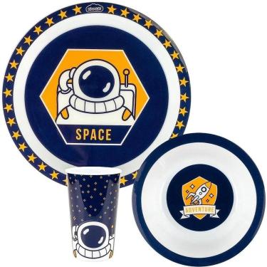 Imagem de Kit Alimentação Prato Copo Tigela Astronauta Infantil Bebê