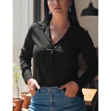 Imagem de Camisa Social Feminina Sport Manga Longa Tshirt Leve Macia Elegante Com Bolsos Cores do Verão-Feminino