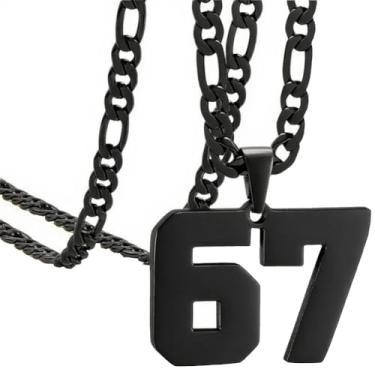Imagem de OAKKY Colar com pingente de atletas, número 0-99, para homens e mulheres, prata/ouro, aço inoxidável, hip hop, esportes, números de anjo, colares com corrente, Metal