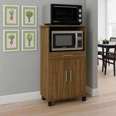 Imagem de Balcão Ipe Luxo com nicho para microondas rodízios 2 portas 1 gaveta A