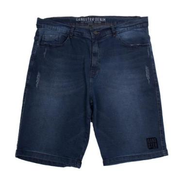 Imagem de Bermuda Jeans Masculina Gangster Lavagem Escura Azul, Azul escuro, 54
