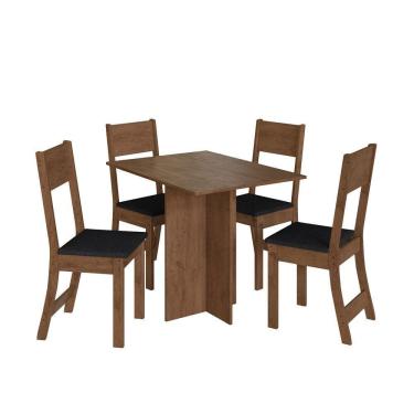 Imagem de Mesa Talita Com 4 Cadeiras Noce Com Assento Preto - Indekes