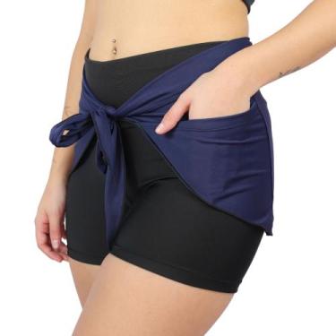Imagem de Tapa Bumbum De Amarrar Fitness Saia Cobre Bumbum - Jinkingstore, Azul 