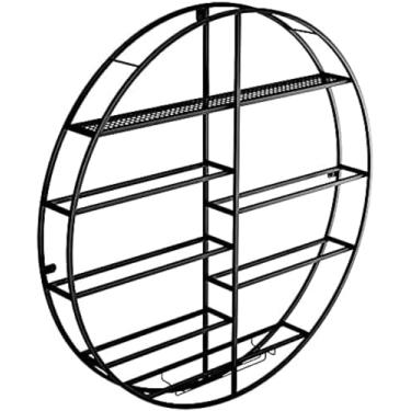 Imagem de Prateleira Redonda Para Vinho Montada Na Parede, Prateleira De Exibição De Parede Em Ferro Forjado Para Taças, Prateleiras De Armazenamento Multifuncionais De 7 Camadas E 11 Cm De Profundidade/,Pr