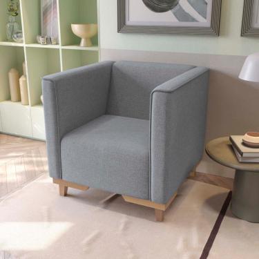 Imagem de Poltrona Ravena Kappesberg Linho Cinza