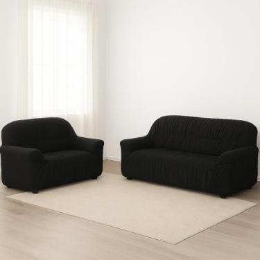 Imagem de Capa de Sofá Elasticada 2 e 3 Lugares - malucassim, preto, 2 e 3 lugar