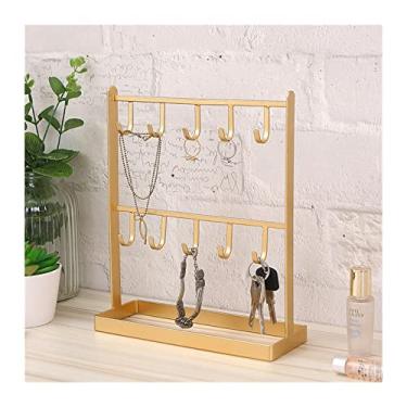 Imagem de Suporte de joias de mesa de ferro forjado brincos cabide colar acessórios de cabelo brincos prateleira pulseira suporte de exibição porta-chaves armazenamento exibição de joias (cor: ouro)