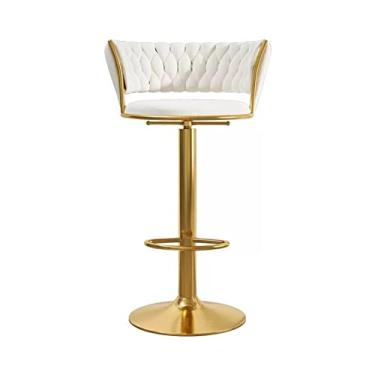 Imagem de Cadeiras de bar para uso doméstico Cadeira alta giratória com encosto ajustável (65-80 cm) Banquetas de bar (branca)