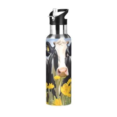 Imagem de Burbuja Garrafa de água de aço inoxidável Cows in The Field, garrafas de água isoladas a vácuo com tampa de canudo para esportes, academia, escola - à prova de vazamento e suor, sem BPA, 590 ml