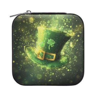 Imagem de Burbuja Caixa de joias com chapéu de São Patrício, mini estojo de joias de viagem para mulheres e meninas, organizador de joias para brincos, anéis, colares e pulseiras