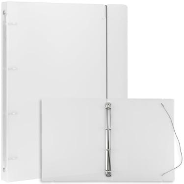 Imagem de Capa transparente para fichário A4 com 4 anéis, superfície fosca de PVC macio para notebook, planejador, livro de armazenamento, com bolsos de manga para páginas de recarga