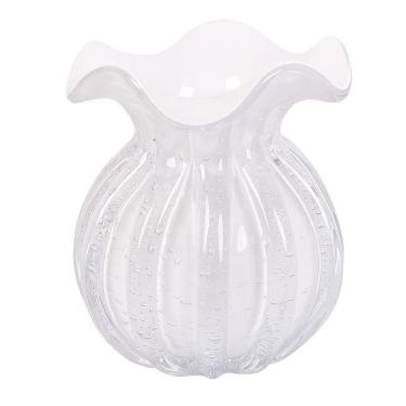Imagem de Vaso De Vidro Murano Flor Plantas Arranjos Branco Leitoso Trouxinha 10x11cm Lemis