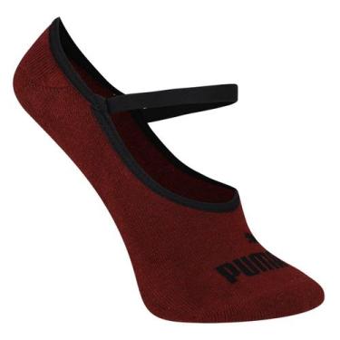 Imagem de Meia Sapatilha Puma Antiderrapante Pilates Feminina, Vermelho, 34/39