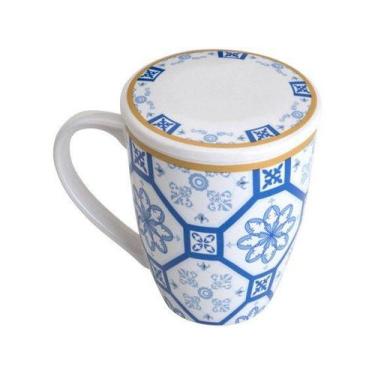 Imagem de Caneca de Porcelana Lyor com Tampa e Infusor para Chá SuperWhite
