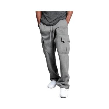 Imagem de Calças Jogger Cargo Masculinas De Moletom Com Forro Polar, Outono Inve