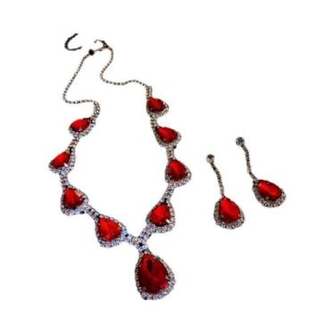 Imagem de Conjunto De Colar E Brincos De Flor Com Grandes Strass Para Mulheres, 