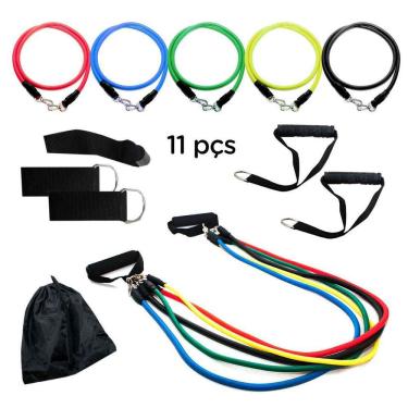 Imagem de Kit 11 Elástico Extensor Treino Academia Exercícios Em Casa