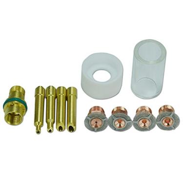 Imagem de RIVERWELD Copo de vidro isolado (9/16" x 1-5/16") Pinça de cunha Tungstênio Apdapter Gas Saver (0,04" e Ø1,0mm) (1/16" e Ø1,6mm) (3/32" e Ø2,4mm) (1/8" e Ø3,2mm) Kit para WP 1 Tocha de soldagem TIG 7 18 26 11 peças
