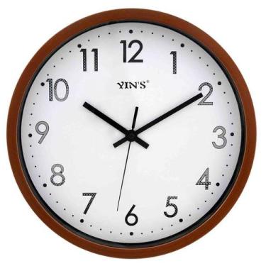 Imagem de Relógio De Parede Em Plástico Marrom E Branco 4,3X30,5X30,5cm  - Yn Cl