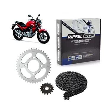 Imagem de Kit Relação Transmissão Honda CB Twister 250 2016 até 2020 com Retentor (O-ring) TOP Aço 1045 Riffel 91183