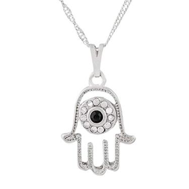 Imagem de Colar Hamsa com Strass 20mm - Sunshine Cristais Cor:Prata