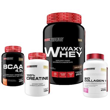 Imagem de Kit Waxy Whey Protein 900g + BCAA 4.5 100g + Creatina 100g + Bio Collagen 200g - Bodybuilders (Chocolate)
