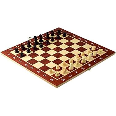 Jogo De Xadrez Com Tabuleiro 50x50cm E 32 Peças Em Madeira Gavetas