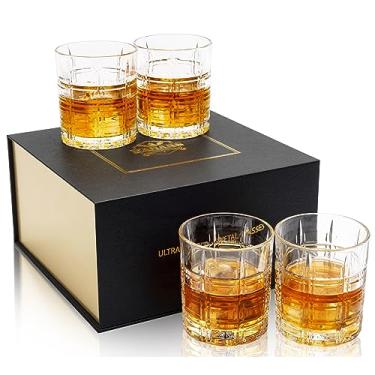 Imagem de KANARS Copos Crystal Whisky – Copos Rock de 293 ml em caixa de presente de luxo – Conjunto de 4 copos de vidro Lowball Bourbon para aniversário, aniversário de casamento, Natal e aposentadoria