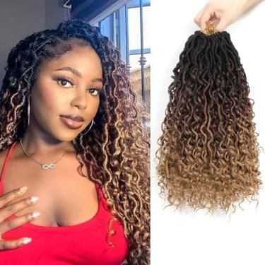 Imagem de Molleas Cabelo de crochê Goddess Locs 35,5 cm, 9 pacotes de cabelo falso de crochê para mulheres negras, cabelo de crochê Boho Goddess Locs com pontas onduladas (pacote com 9), 1B/30/27)