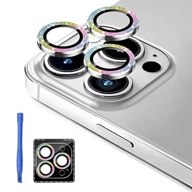 Imagem de Jeluse [Pacote com 3 x 2 projetados para iPhone 13 Pro/iPhone 13 Pro Max, protetor de tela de vidro temperado 9H [Kit de alinhamento ] Anel individual de metal