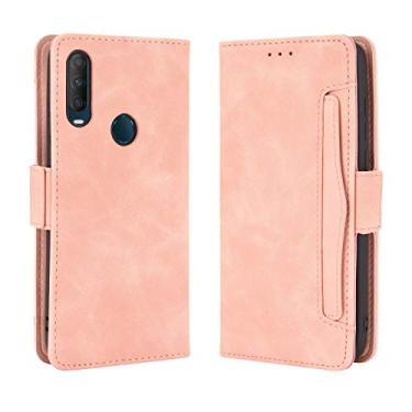 Imagem de Capa com compartimento para cartão para Vodafone Smart V11, capa flip de couro para Vodafone Smart V11, capa magnética retrô, capa de telefone carteira com compartimentos para cartão