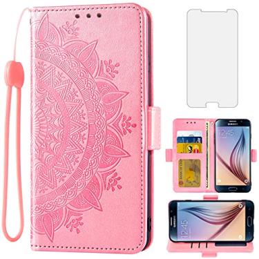 Imagem de Asuwish Capa tipo carteira compatível com Samsung Galaxy S6, protetor de tela de vidro temperado, porta-cartões, alça de pulso, capa de celular para Glaxay S 6 Gaxaly 6s Galaxies GS6 SM-G920V G920A