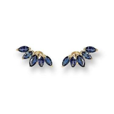 Imagem de Brinco De Ouro 18k com Zirconias - Elegancy Joias, Azul