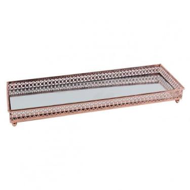 Imagem de Bandeja espelhada e metal cobre 30cm x 11,5cm x 3,1cm - BTC Decor