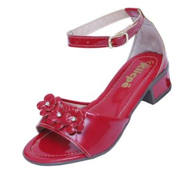 Imagem de Sandalia Infantil Menina  Salto Grosso Confortável  Brilho Laço Flor K