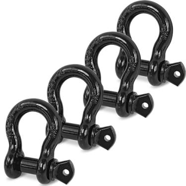 Imagem de Digank Manilhas de anel D, manilha de 1/5.1 cm com pino de parafuso de 9/40.6 cm 26.400Ibs força de ruptura, manilha de guincho resistente shackle resistente (preto) para caminhonetes Jeep SUV Trailer